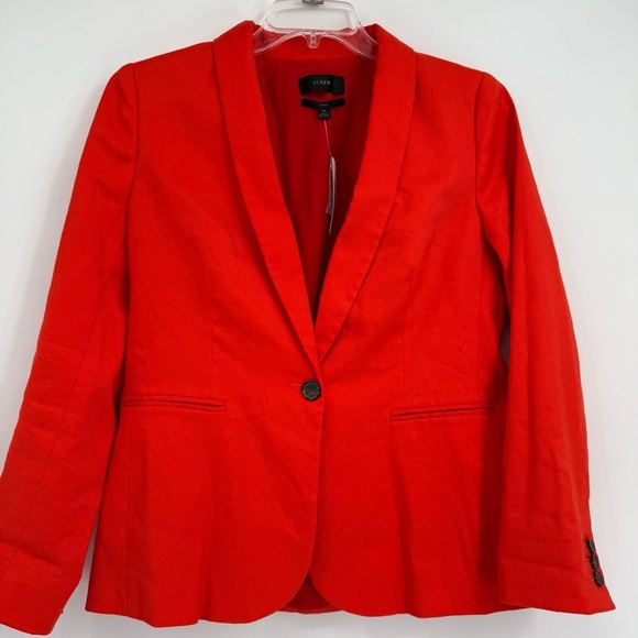 J.Crew Parke Orange Linen Blend One Button Blazer Women's Size 10 NWT Lined - Picture 4 of 9
